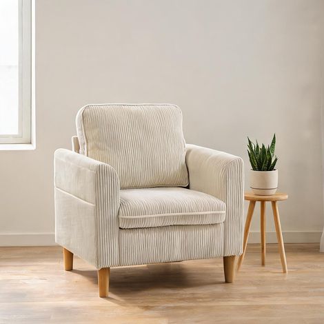 Canapé beige en velours côtelé 83 x 74 x 87 cm (1/5)