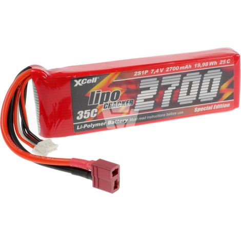 XCell LiPo Cracker 7,4 V/2700 mAh 2S1P, 35C, presa a T