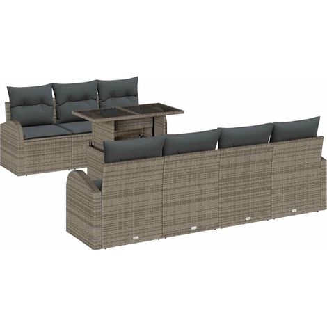 Maison Exclusive - Set Divano da Giardino con cuscino 8 pcs Grigio Poly Rattan