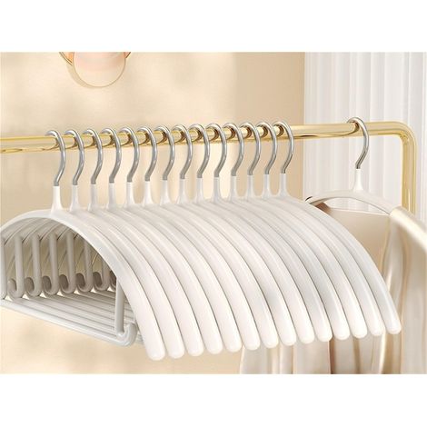 (10 pièces) Cintre à vêtements en plastique trempé pour la maison, large épaule, antidérapant, séchoir à vêtements en plastique léger et luxueux (1/5)