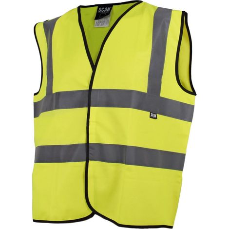 High-Visibility Yellow Waistcoat for Men - XXXL (56-inch) with Reflective Strips, Model OC-166-XXXL (1/2)