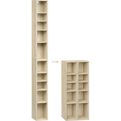 Woltu – Bibliothèque haute étroite 10 compartiments – Étagères cubiques en bois d'ingénierie E1 – Capacité 30 kg – Dimensions 19,5x17x92,5 cm