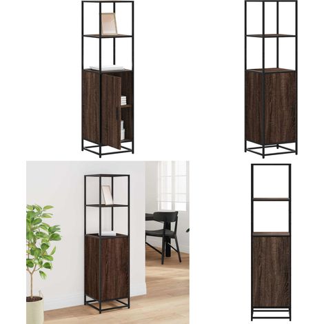 vidaXL Highboard Braun Eichen-Optik 35,5x35x139cm Holzwerkstoff Metall (1/5)
