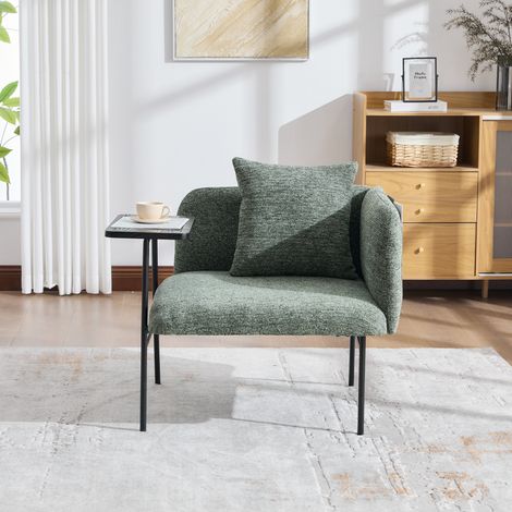 Poltrona con tavolino laterale e tasche in chenille OKMYHOME (1/5)