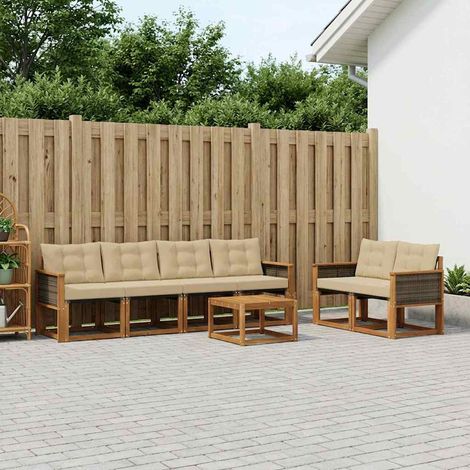 vidaXL Outdoor-Sofagarnitur mit Kissen 7 pcs Natur und Beige (1/5)