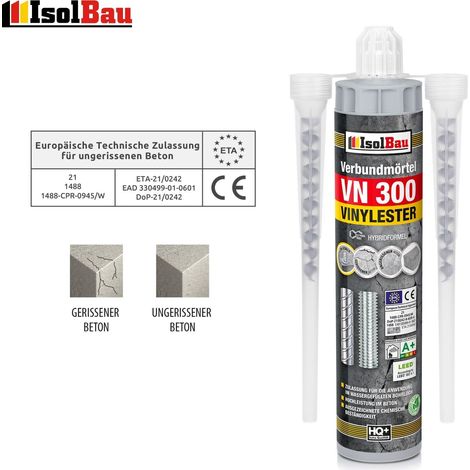 Verbundmörtel Montagemörtel 1x VN 300ml + 2x Mischer ETA Zulassung Vinylester (1/5)