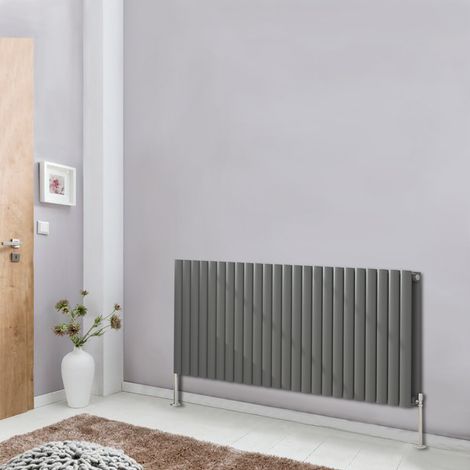 NRG Designer Radiator Oval Column Central Heating Anthracite Rads Horizontal 600x1416mm Double (1/5)