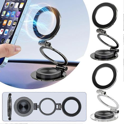 Support magnétique puissant à 360° pour téléphone de voiture, compatible GPS et téléphone portable, pour tableau de bord (1/5)