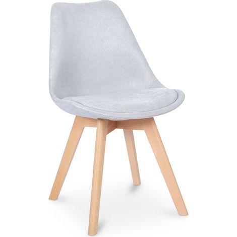 Sedia da pranzo imbottita in tessuto - Stile scandinavo - Denisse Grigio chiaro