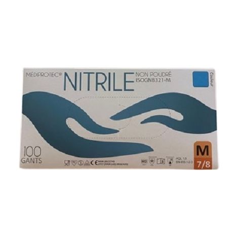 Gant nitrile bleu non poudre moyen (7/8)