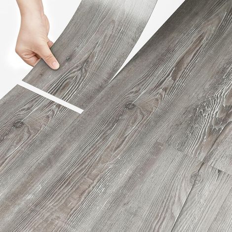 Dalle PVC Adhesive Sol Imitation Bois Gris Foncé Antidérapant 90X15cm 36 Pièces PVC Sols Salle de Bain Dalle Adhesive Sol Etanche Surface Résistant à l'usure Cuisine Salon Chambre (1/5)