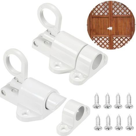 Verrou Porte,2 Pièces Loquet Ressort Automatique en Alliage D'Aluminium Verrou Porte Coulissante Quincaillerie de Portes et Loquets Serrure Porte Ressort Automatique,Armoires Cuisin (Blanc) (1/4)