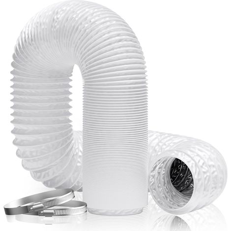 Conduit d'air Flexible Tuyau de Ventilation 150 mm x 5 m en Feuille d'aluminium et PVC pour Seche Linge, Ventilateur Extracteur Air (Ø150mm, 6 Mètres, Blanc) (1/5)