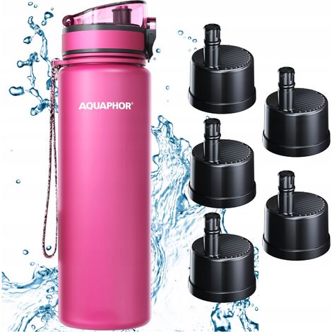Flacone filtro Aquaphor City da 800 ml, rosa + 5 cartucce