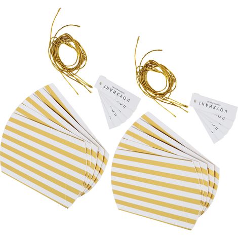 Lot de 10 boîtes d'emballage pour bonbons et biscuits à faire soi-même, petits étuis cadeaux en papier pour mariages, anniversaires et fêtes, à rayures dorées (1/5)