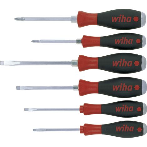 Wiha Set di giravite SoftFinish® A taglio, Phillips 6 pz. con lama esagonale continua e robusta calotta in acciaio (21250)