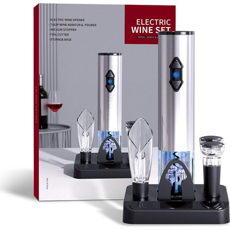Ouvre-bouteille électrique, avec socle et tire-bouchon automatique inclus-AquaForge (1/5)