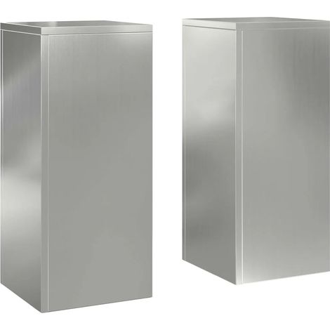 Lot de 2 supports de plante modernes extérieur 24 x 24 x 55 cm robustes en acier galvanisé argent (1/5)