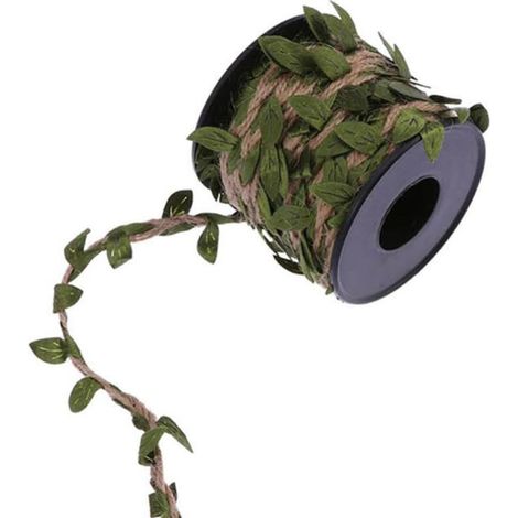 Corde Tressée de Feuille Série Forêt 2pc 10m pour Emballage de Bouquets et Décoration Guirlande, Lavable en Tissu et Corde (1/5)