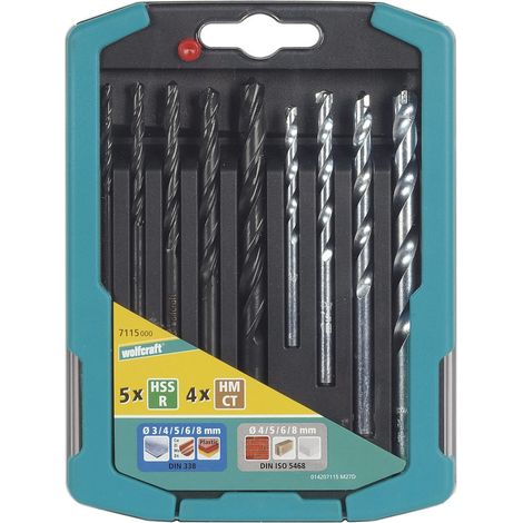 Wolfcraft Bohrer-Set Metall-Stein 9-teilig 7115000 Ø 3 - 8 mm Rundschaft Bohrersets (1/4)