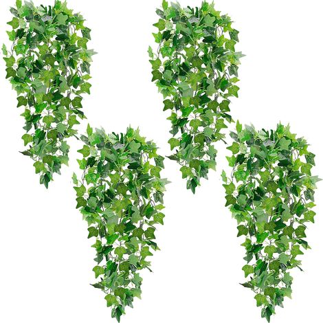 4 Pezzi Pianta Pendenti Artificiali, 110cm Simulazione Pianta Appesa Pianta Finta Cadente per matrimoni, giardini, corridoi, decorazioni murali - Edera (1/5)