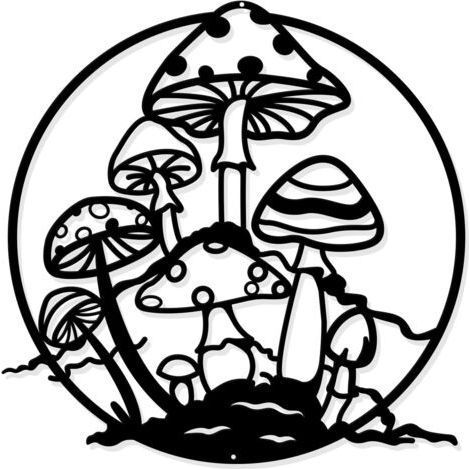 Décoration murale en fer forgé représentant des champignons, silhouettes en fer forgé, éléments de décoration intérieure créatifs (1/5)