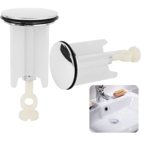 FENOPLASTICA2 Pcs Bouchon Evier Salle de Bain 40mm Bonde de Lavabo Chromé Universel Bouchon de Vidange Bonde Baignoire Excentrique Bouchon d'évier pour Salle Bain Lavabo,Bidet,Cuisine,Réglable Hauteur (1/5)