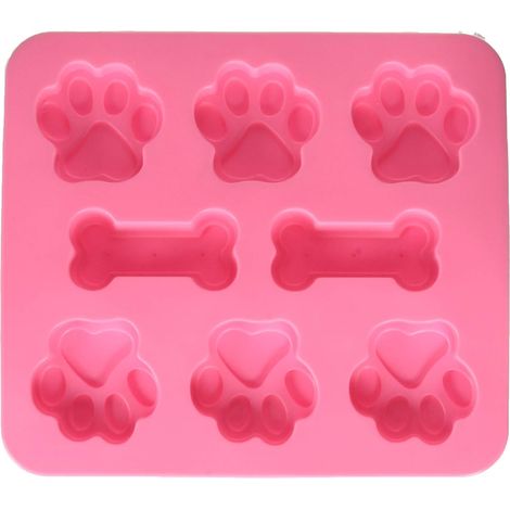 Moule en silicone en forme de patte d'animal avec os pour friandises, bonbons, chocolats et savons pour chiens