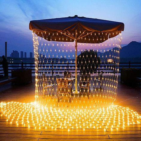 Guirlande lumineuse Filet à 540 LED et à piles en fil de cuivre pour éclairage intérieur et extérieur, chambre, décoration de mariage, fête, Noël, décoration d'arbre (Blanc chaud, 6M X 4M ) [Classe én (1/5)