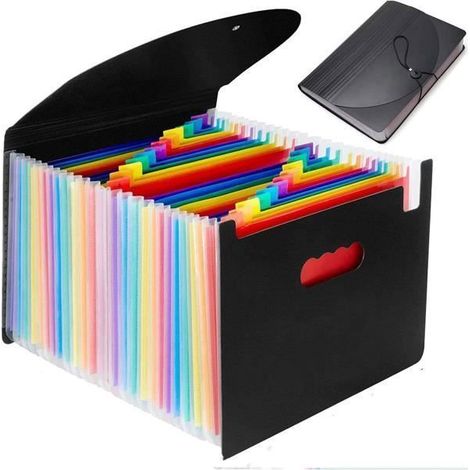 AMOUNE Trieur Soufflets Classeur Rangement Papier Chemise Trieur Plastique 24 Compartiments Avec Couvercle A4 Documents CLASSEUR (1/4)