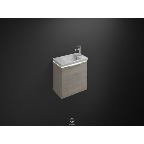 Vasque en céramique Burg Eqio + meuble sous-vasque en chêne D. flanelle/blanc alpin GR0146