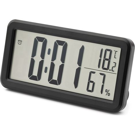 Petite Horloge numérique, Multifonction LCD Réveil Électronique Portable Noir Fixation Murale pour dortoir étudiant pour Bureau à Domicile (1/5)