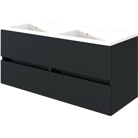 Doppel Waschtisch-Unterschrank inkl. Waschbecken 120 ARLON-03 matt grau BxHxT 120x56x47 cm (1/3)