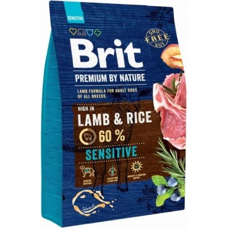 Croquettes pour chien BRIT Premium by Nature Sensitive Agneau au riz - 3 kg (1/3)