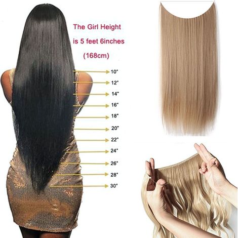 Serre-tête fil métallique long droit bouclé, extension capillaire invisible sans clip, pièce unique, mèches naturelles pour coiffure (1/2)