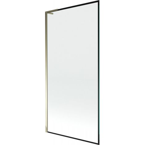 Mexen Next L Badewannen-Paravent 1-flügelig 90 x 150 cm, schwarzes Muster, gold - 895-090-000-03-70-50
