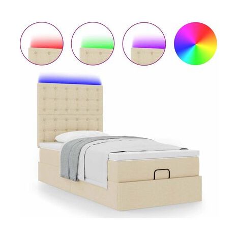 Cadre de lit coffre, matelas crème, 80 × 200 cm, tissu, espace de rangement généreux, tissu doux et respirant, pour chambre, décor moderne, facile à assembler (1/5)