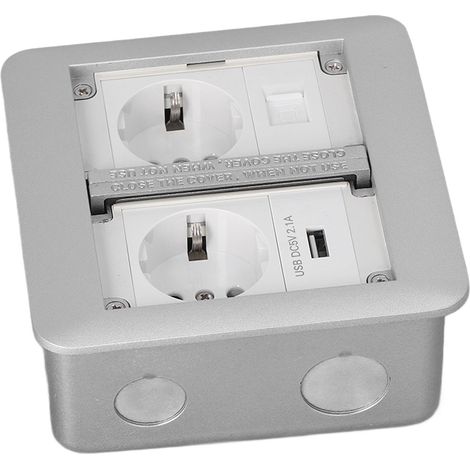 Prise murale double encastrée EU, ignifuge étanche IP44, 250V gris anthracite multifonction (1/5)