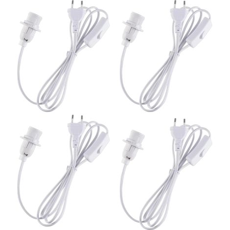 CCYKXALot de 4 Lampes Suspension avec Prise,1,8 m de fil électrique, Lampe à suspension E27, Support lampe douille E27, Douille de lampe avec câble (1/5)