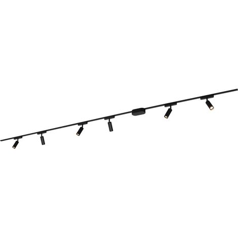 Briloner Luxtrail Système de rail, 3 mètres set complet, 6x spots LED, blanc chaud, 5W, 450 lm par spot, orientables, extensible jusqu'à 10 mètres