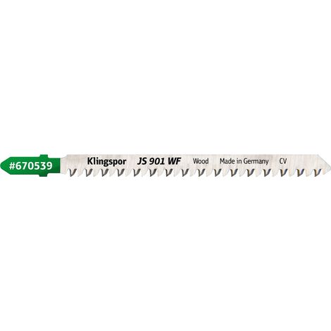 Sägeblatt defromjaw, Klingspor JS 901 WF, Schneiden from von Holz und Holzwerkstoffen, Chrom-Vanadium-Stahl, 9 TPI, konische und kreuzgeschliffene Ausführung, 115x8x1,45 mm (1/2)