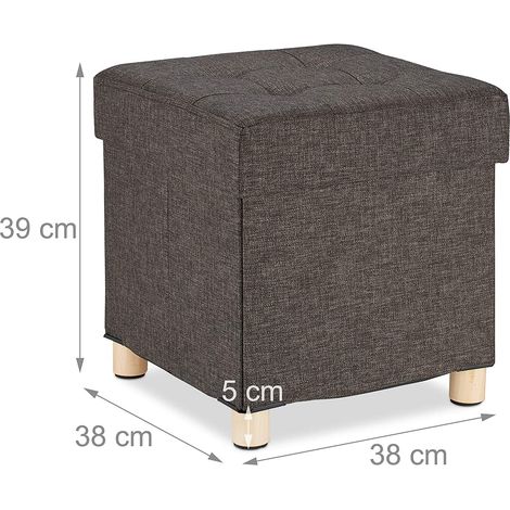Sgabello pouf petto con vano contenitore marrone 1300027542