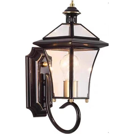 Applique Murale Extérieure Vintage Applique Murale Extérieure Étanche Luminaires Extérieurs En Laiton Lumière Verre Rustique Led Lanterne Murale (1/4)