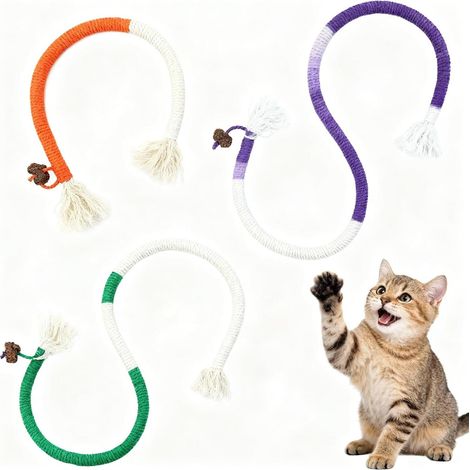 Jouet à mâcher en coton naturel Lot de 3, jouet dentaire pour chaton à mâcher et jouer à la maison (1/5)