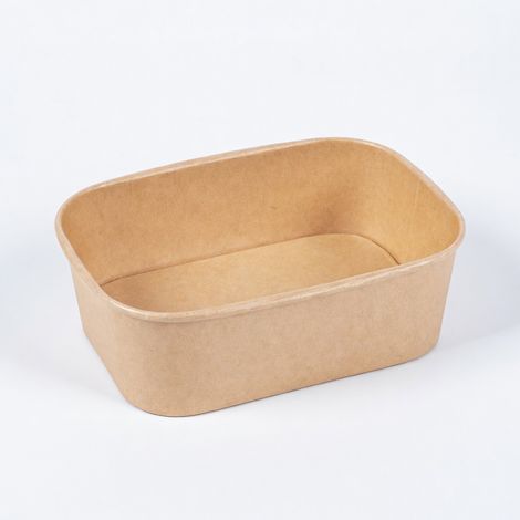 Bol rectangulaire en kraft brun 750 ml sans couvercle