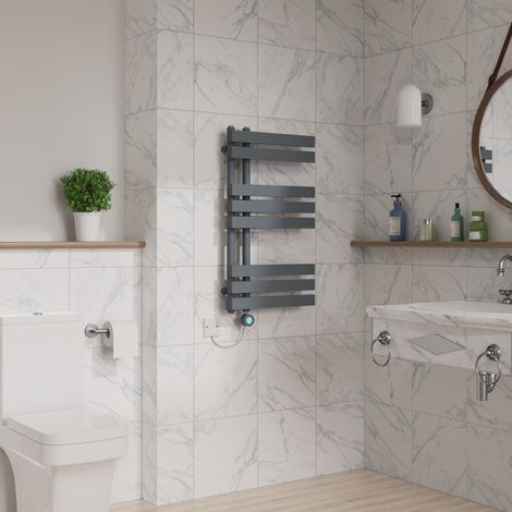 WiFi Electric Towel Rail Timer D Tube 800x450mm Sand Grey (1/5)