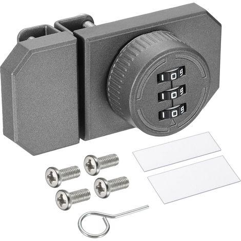 Verrou à combinaison pour porte en verre (convient au verre de 0,4 à 0,8 cm, gris) en alliage de zinc à combinaison à 3 chiffres, convient pour vitrine, salle de bain, chambre à coucher (1/5)