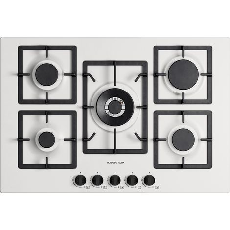 Piano cottura a gas Plados cucina FLAT75 5 fuochi da 75cm - Bianco Latte