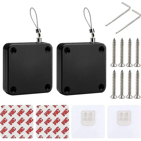 Ferme-porte automatique, lot de 2 (1200 g), ferme-porte sans perçage avec cordon de serrage, ferme-porte à ressort, ferme-porte à capteur (1/5)
