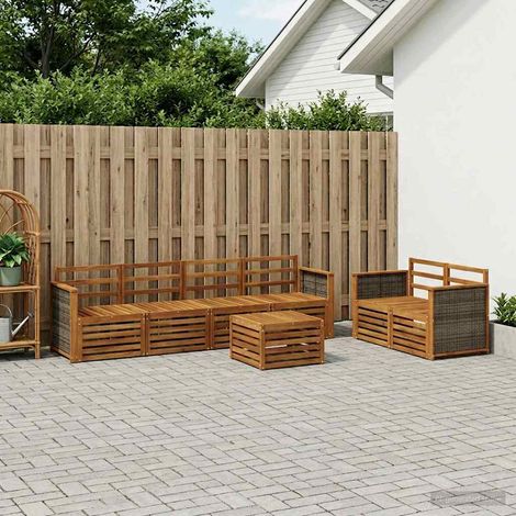 vidaXL Outdoor Sofa Set 7 pcs Natural Solid Acacia Wood (1/5)